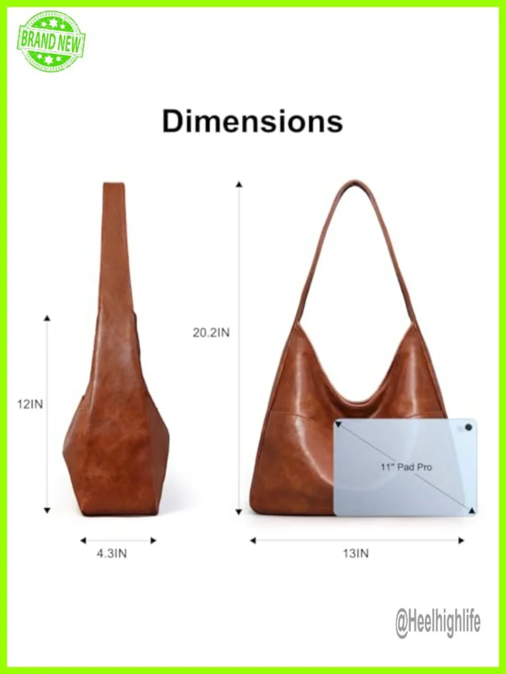 Slouchy Hobo Shoulder Bag Faux Leather Tote Purse with Key Clip